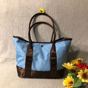 NWOT - Blue & Brown Satiny Tote Bag